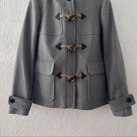 J. Crew Duffle Jacket Coat Melton Wool Peacoat Toggle Classic Nautical Gray 6 - Picture 8 of 13